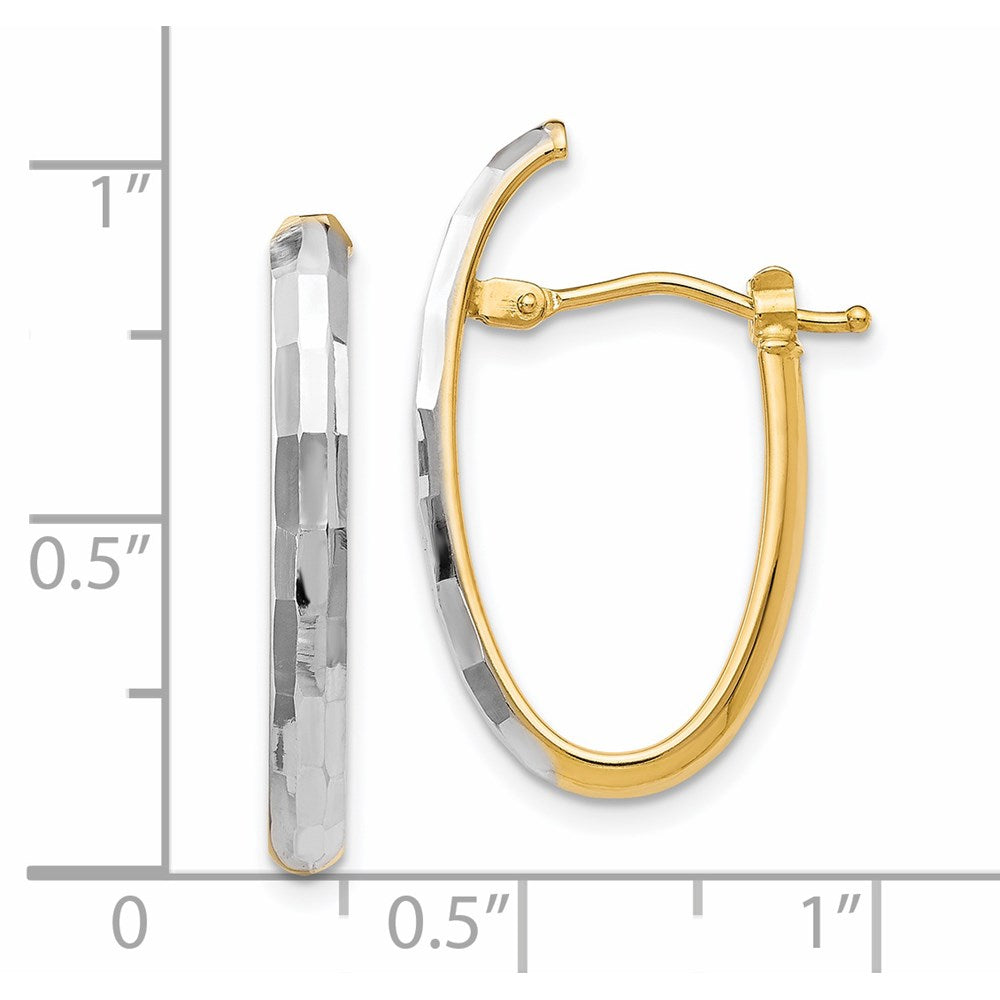 14K Gelb & Rhodium mit Diamantiert Klappbar Creolen