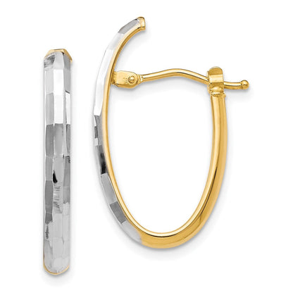 14K Gelb & Rhodium mit Diamantiert Klappbar Creolen