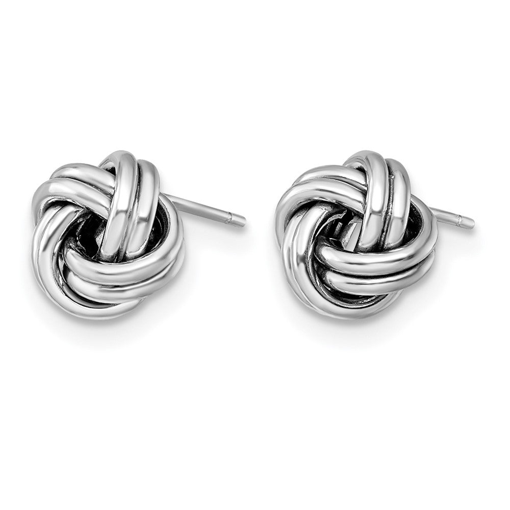 14K Gelb & Rhodium mit Weiß Beschichtung Poliert Liebe Knoten Ohrstecker