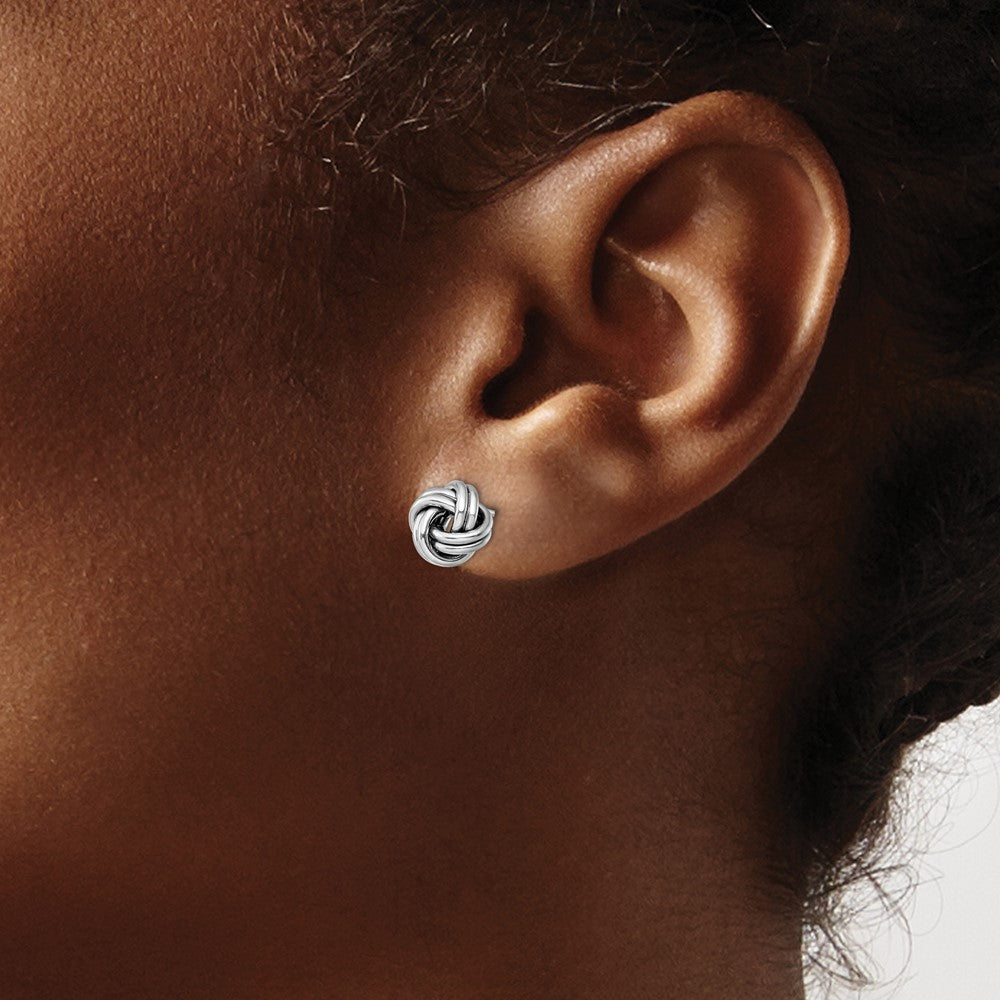 14K Gelb & Rhodium mit Weiß Beschichtung Poliert Liebe Knoten Ohrstecker