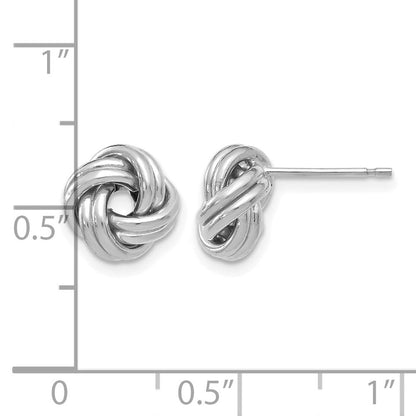 14K Gelb & Rhodium mit Weiß Beschichtung Poliert Liebe Knoten Ohrstecker