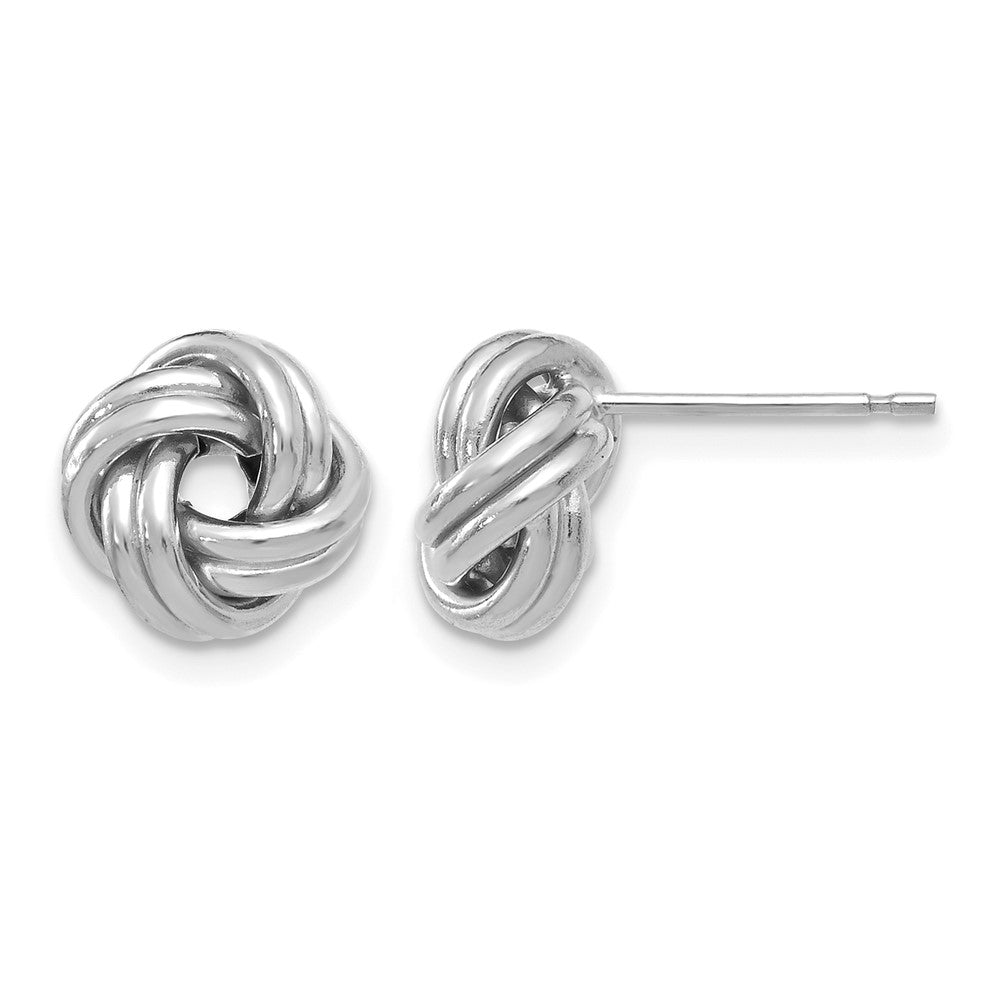 14K Gelb & Rhodium mit Weiß Beschichtung Poliert Liebe Knoten Ohrstecker