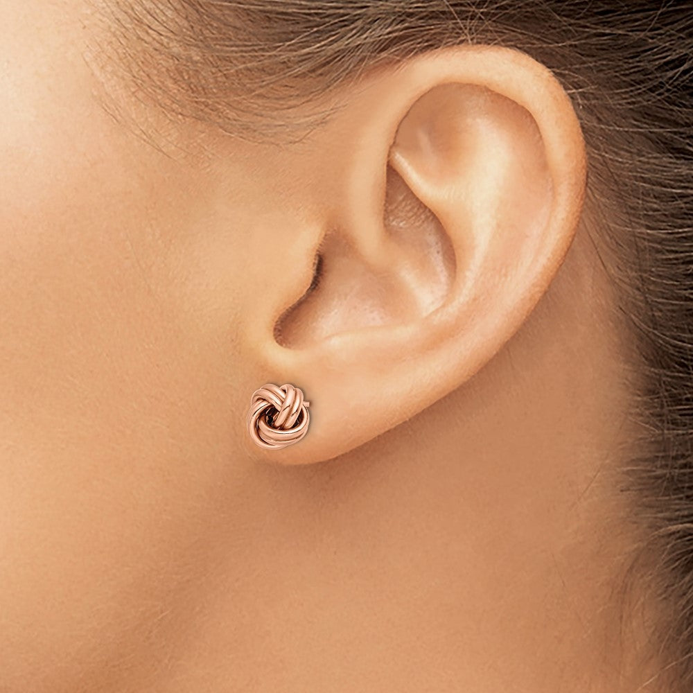 14K Gelbgold mit Rose Beschichtung Poliert Liebe Knoten Ohrstecker