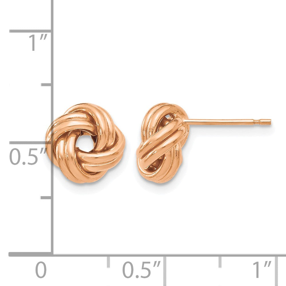 14K Gelbgold mit Rose Beschichtung Poliert Liebe Knoten Ohrstecker