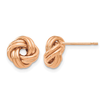 14K Gelbgold mit Rose Beschichtung Poliert Liebe Knoten Ohrstecker