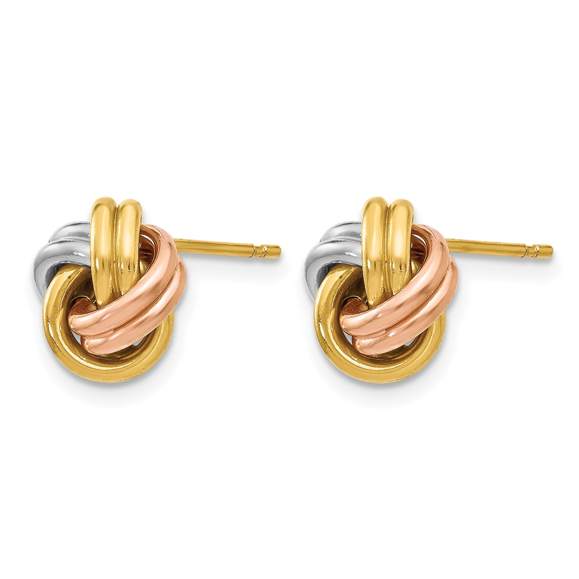 14K Gelb & Rhodium mit Weiß und Roségold Beschichtung Poliert Liebe Knoten Ohrstecker