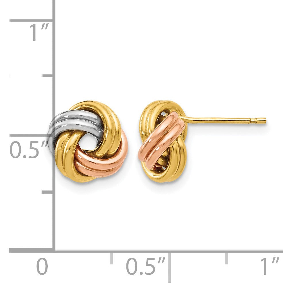 14K Gelb & Rhodium mit Weiß und Roségold Beschichtung Poliert Liebe Knoten Ohrstecker