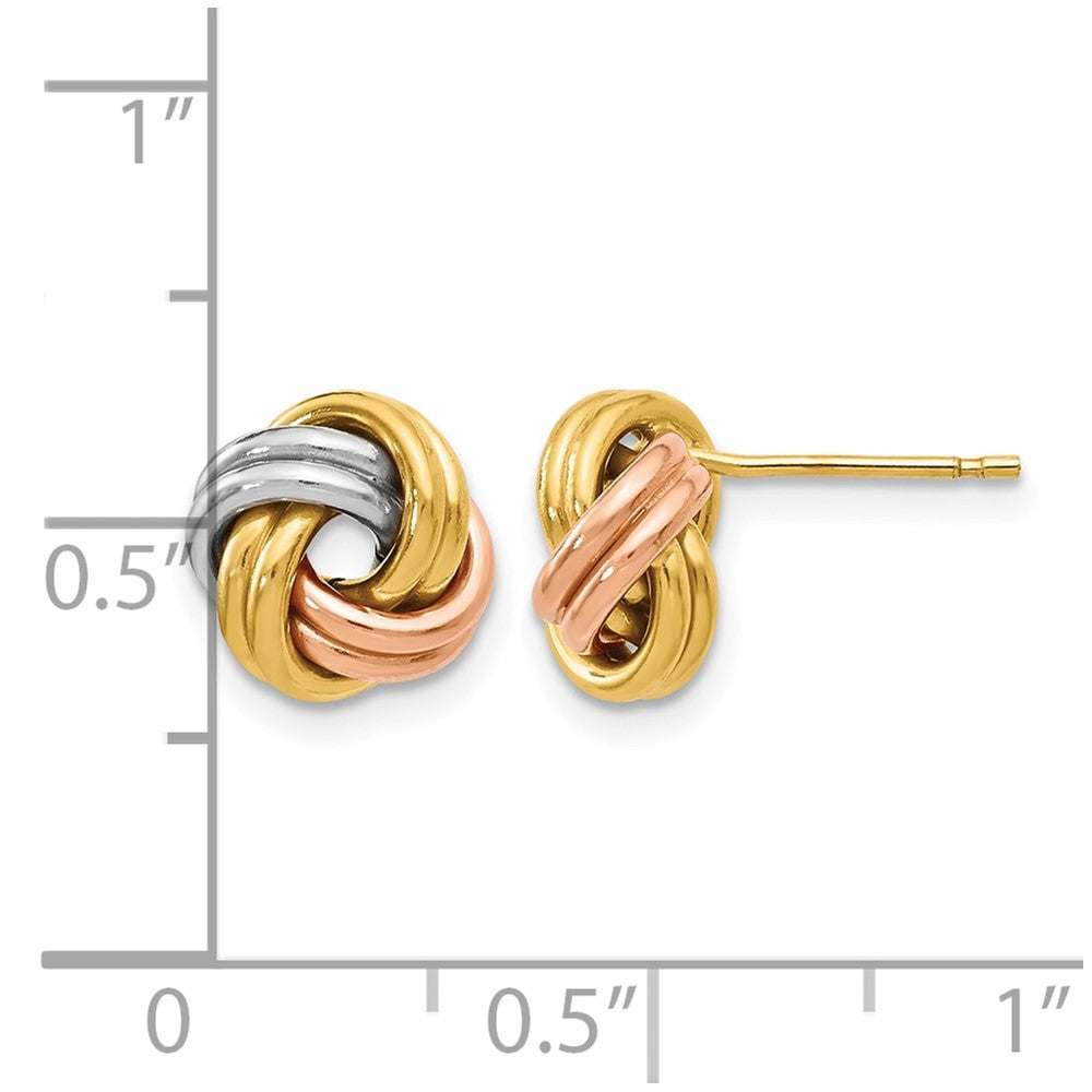14K Gelb & Rhodium mit Weiß und Roségold Beschichtung Poliert Liebe Knoten Ohrstecker