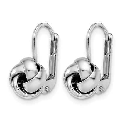 14K Gelb & Rhodium mit Weiß Beschichtung Poliert Liebe Knoten Ohrhänger mit Brisur
