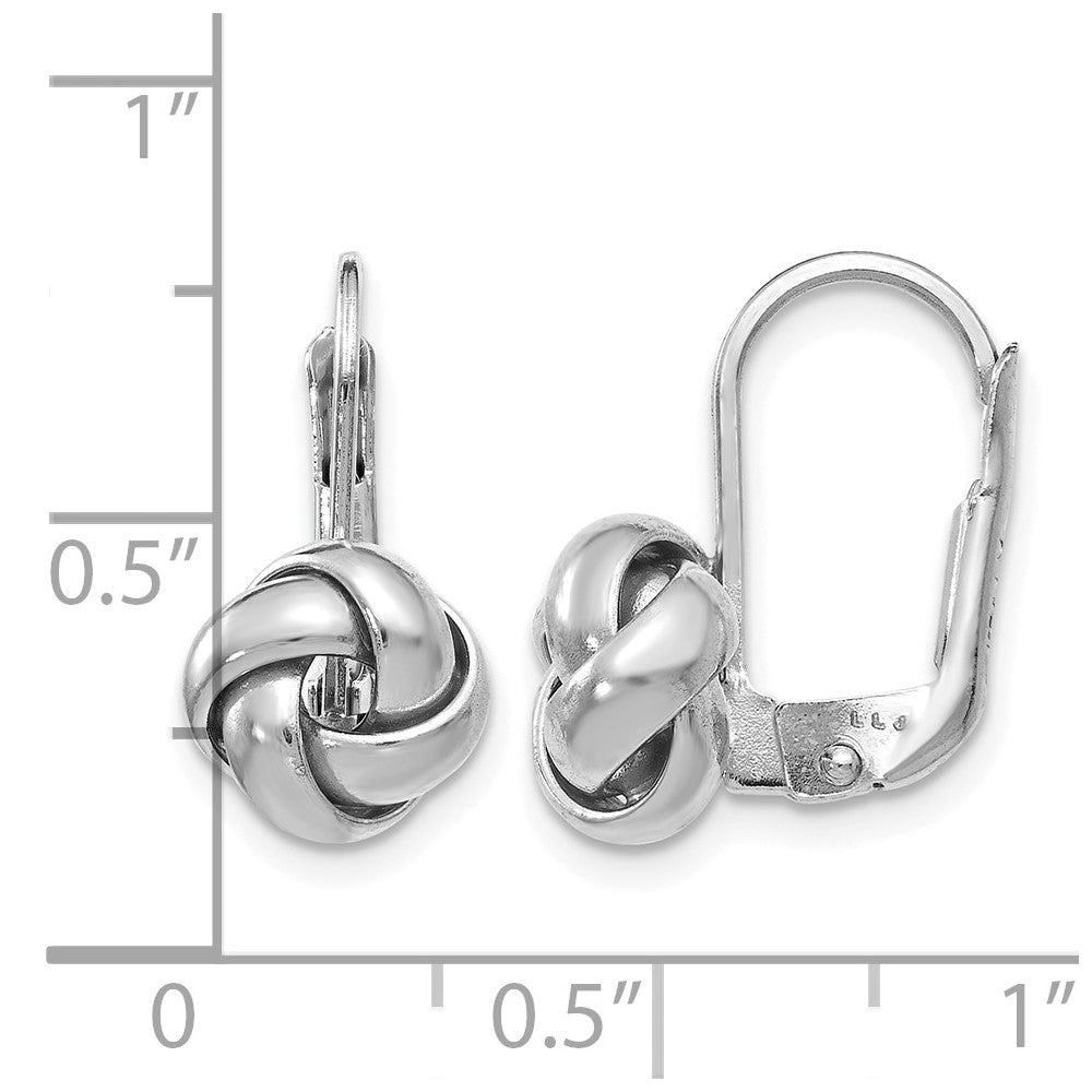 14K Gelb & Rhodium mit Weiß Beschichtung Poliert Liebe Knoten Ohrhänger mit Brisur