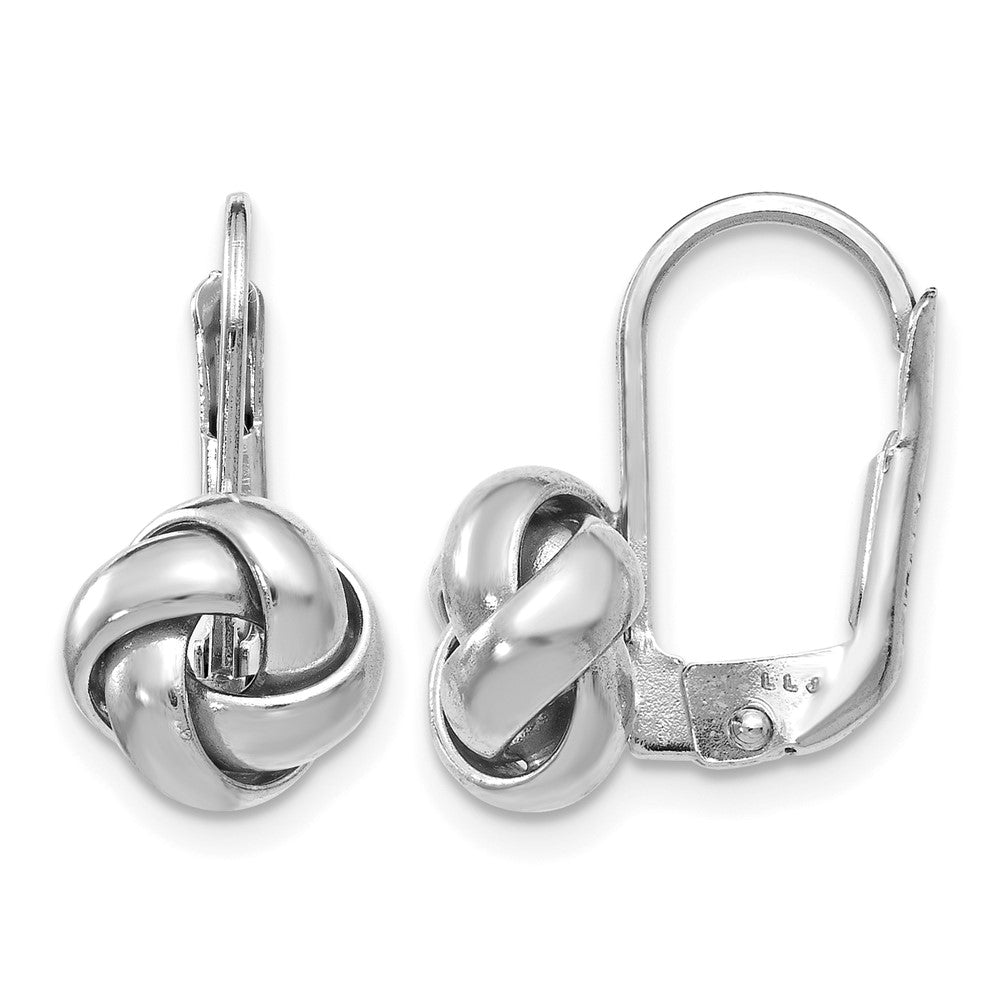 14K Gelb & Rhodium mit Weiß Beschichtung Poliert Liebe Knoten Ohrhänger mit Brisur