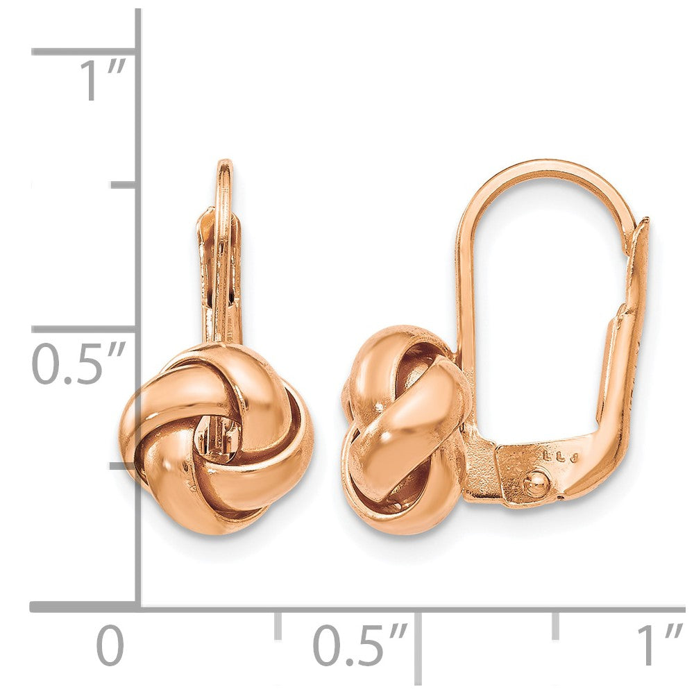 14K Gelbgold & Roségoldbeschichtet Poliert Liebe Knoten Ohrhänger mit Brisur