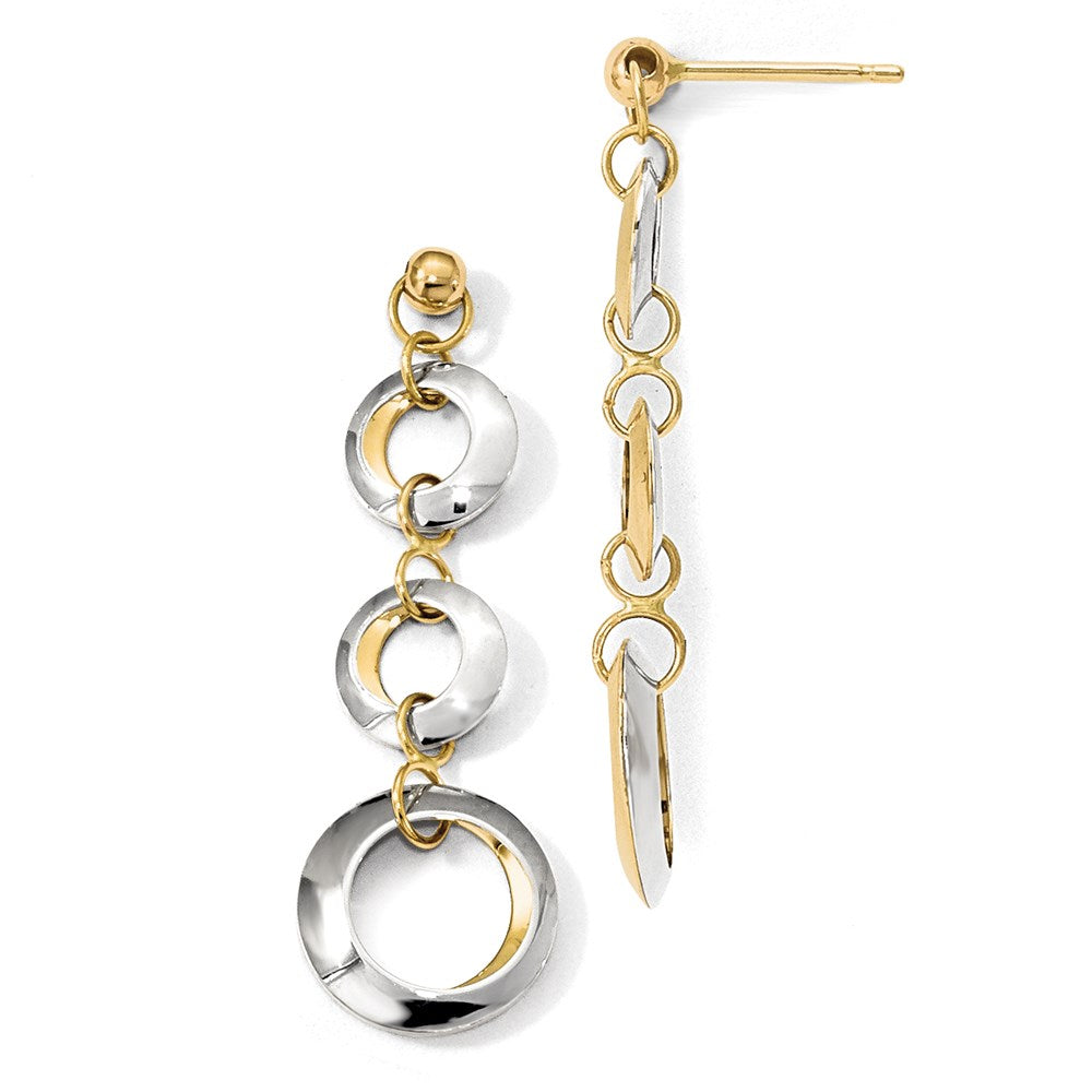 14K Bicolor Poliert Kreis Wendbar Ohrstecker