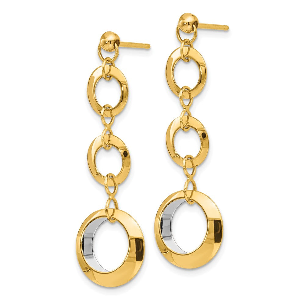 14K Bicolor Poliert Kreis Wendbar Ohrstecker