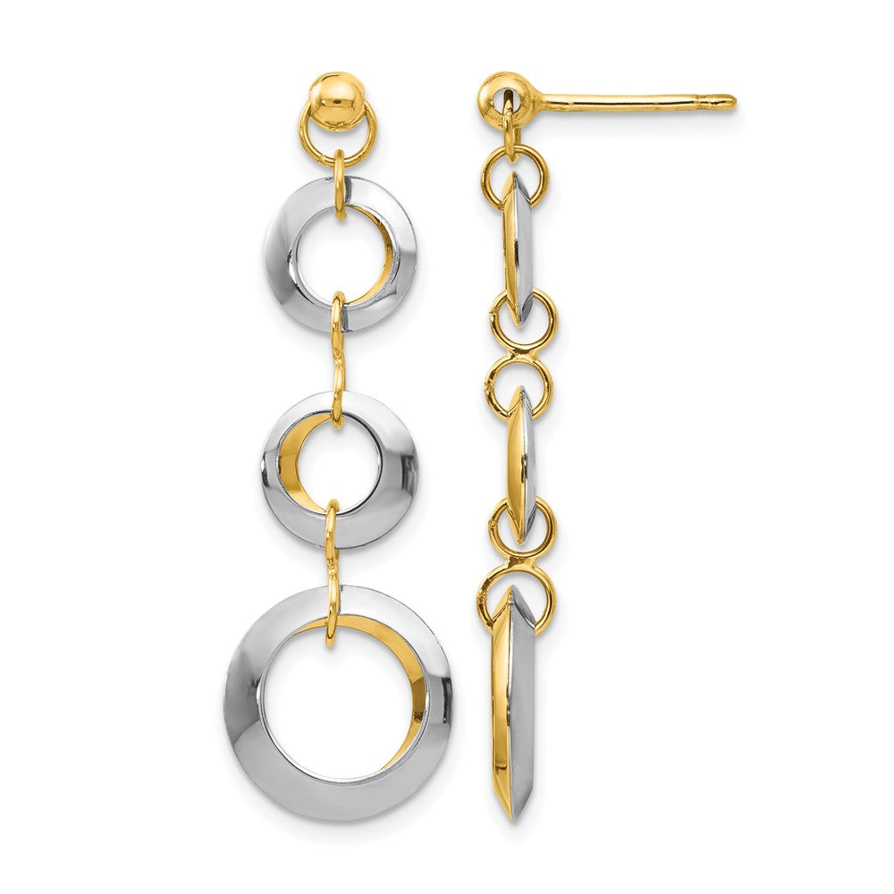 14K Bicolor Poliert Kreis Wendbar Ohrstecker