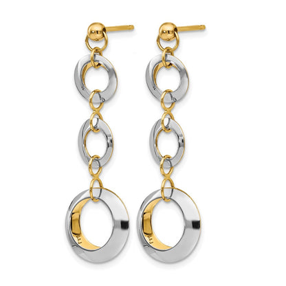 14K Bicolor Poliert Kreis Wendbar Ohrstecker