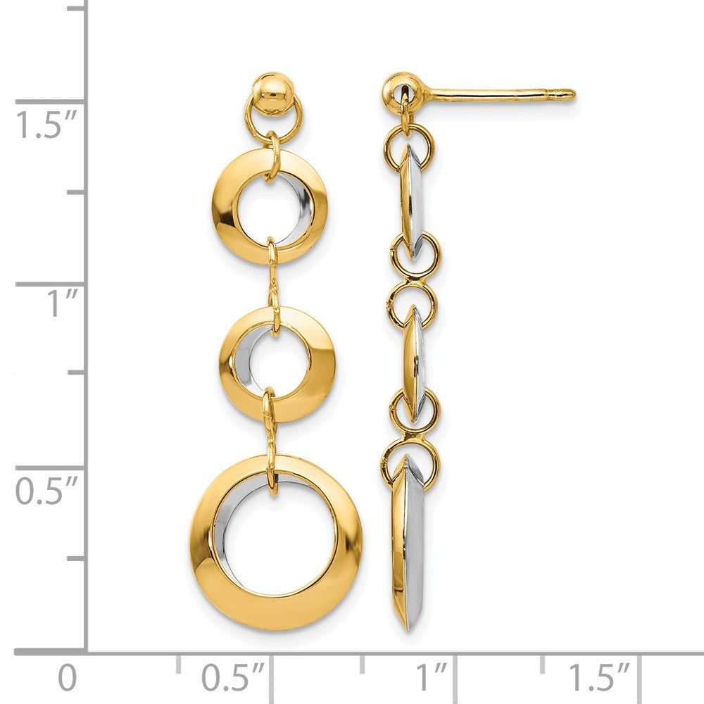 14K Bicolor Poliert Kreis Wendbar Ohrstecker