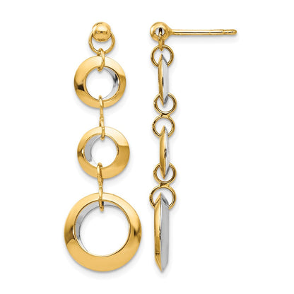 14K Bicolor Poliert Kreis Wendbar Ohrstecker