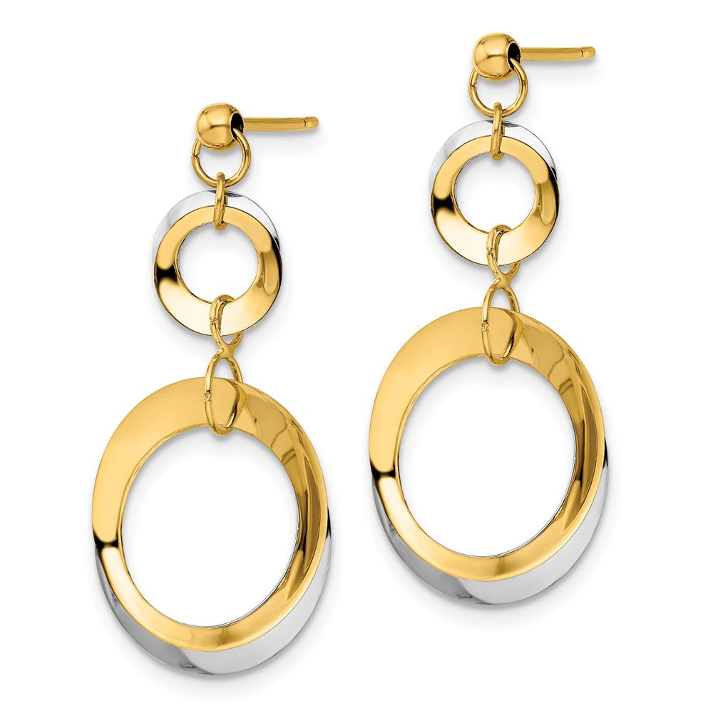 14K Bicolor Poliert Kreis Wendbar Ohrstecker