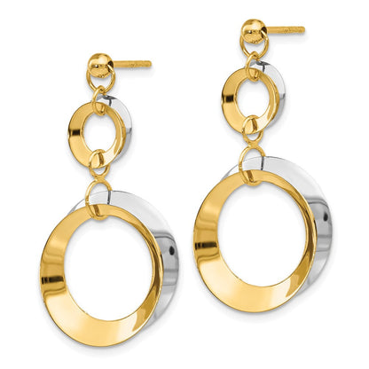 14K Bicolor Poliert Kreis Wendbar Ohrstecker
