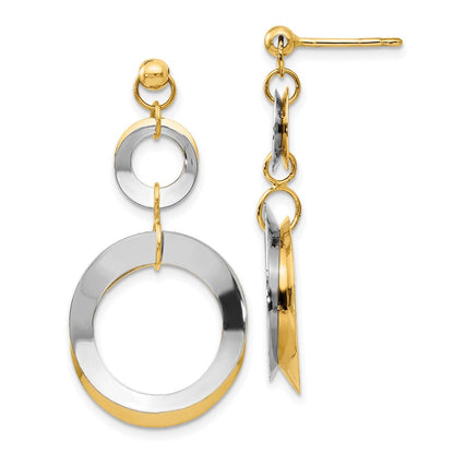14K Bicolor Poliert Kreis Wendbar Ohrstecker