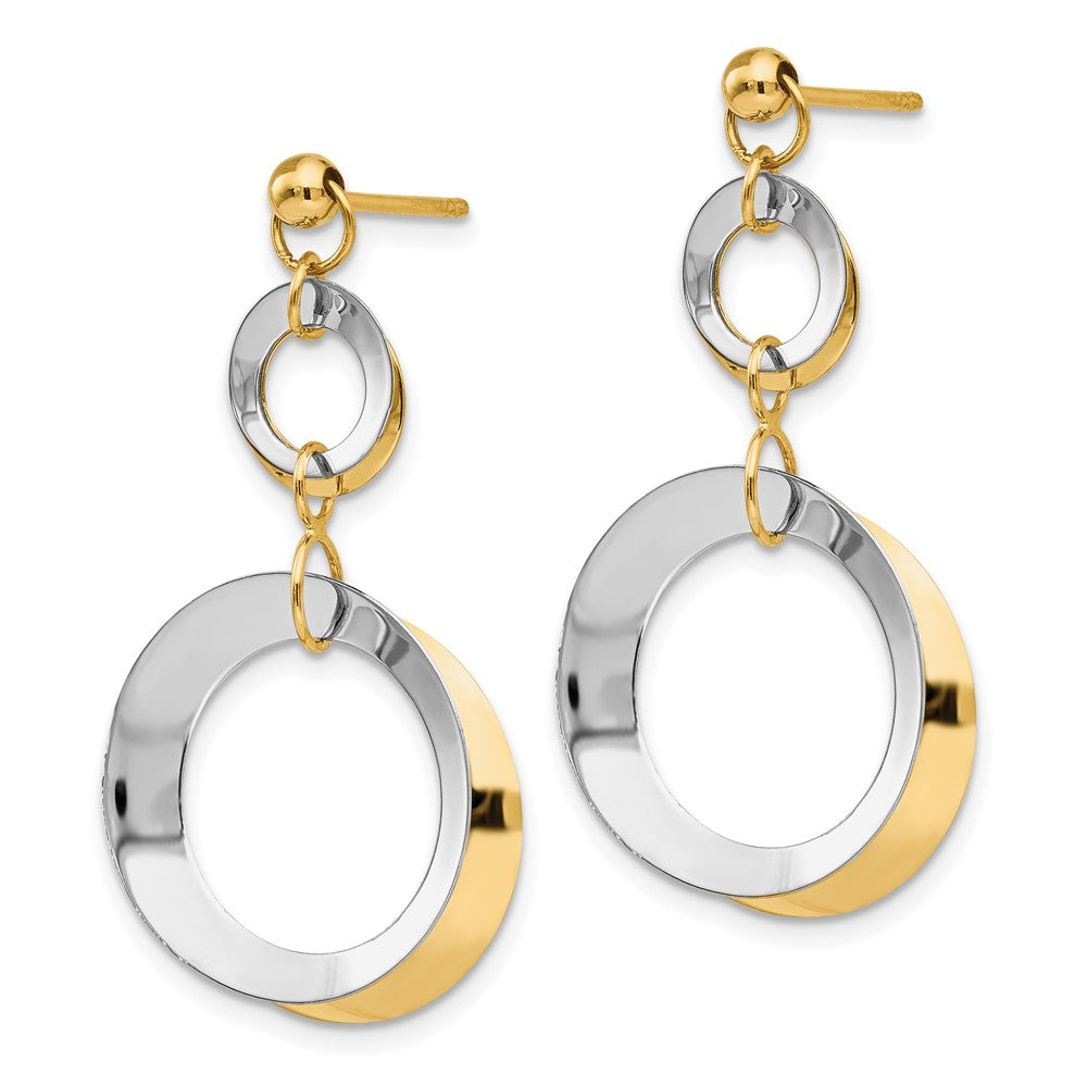 14K Bicolor Poliert Kreis Wendbar Ohrstecker