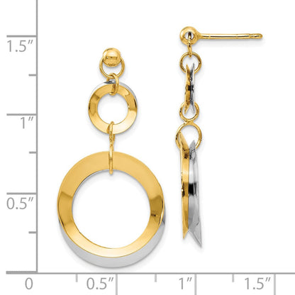 14K Bicolor Poliert Kreis Wendbar Ohrstecker