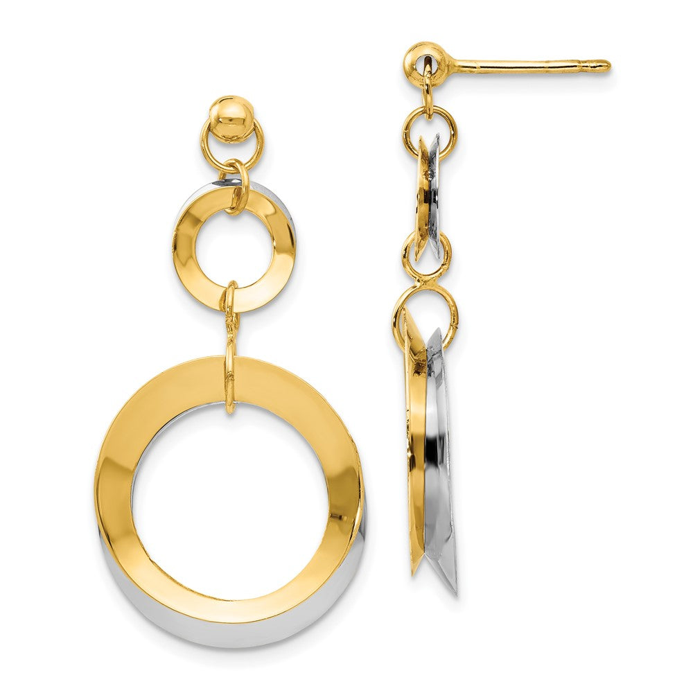 14K Bicolor Poliert Kreis Wendbar Ohrstecker