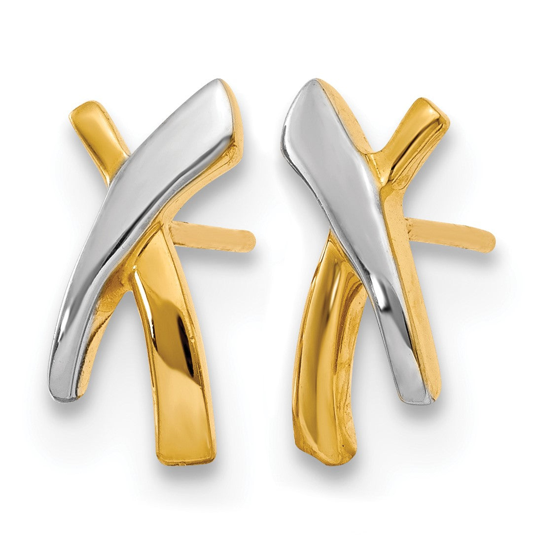 14K Gelb & Rhodium X Ohrstecker