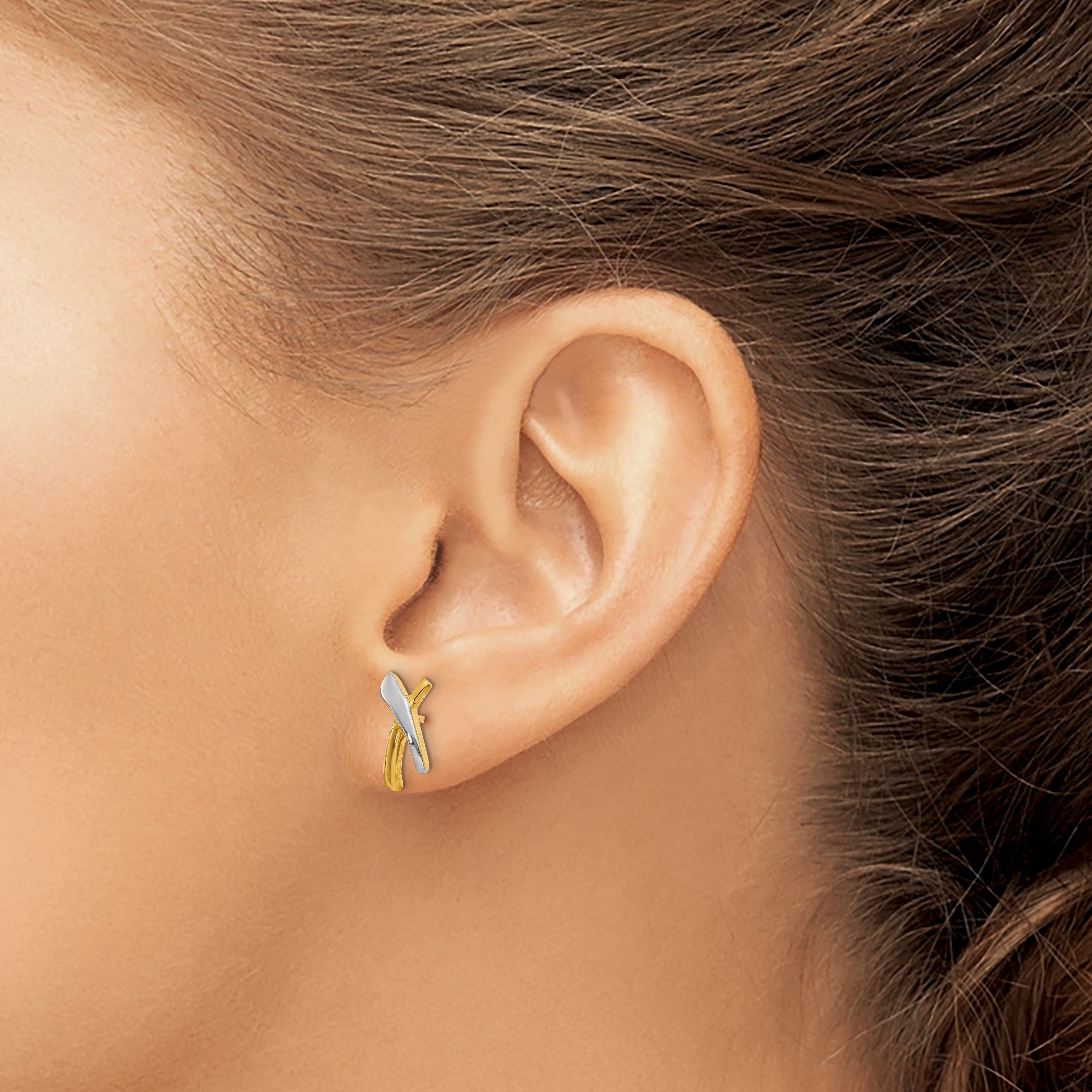 14K Gelb & Rhodium X Ohrstecker