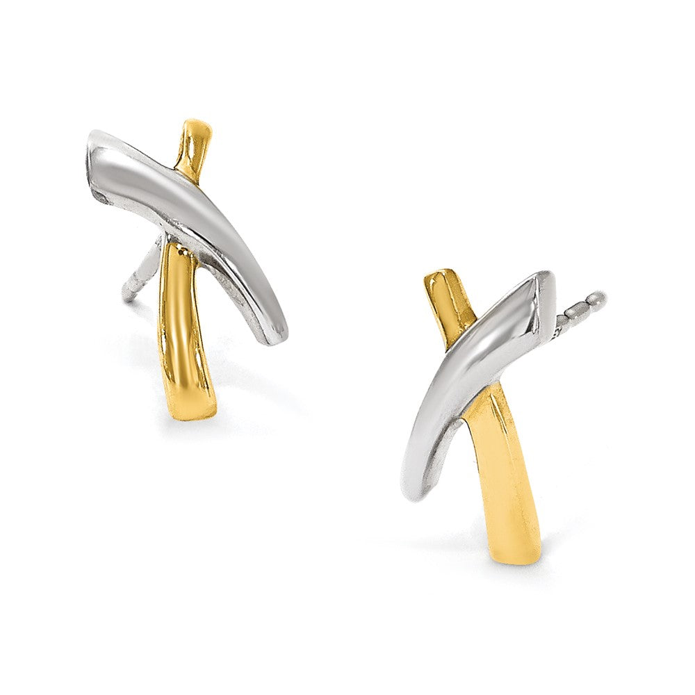 14K Gelb & Rhodium X Ohrstecker