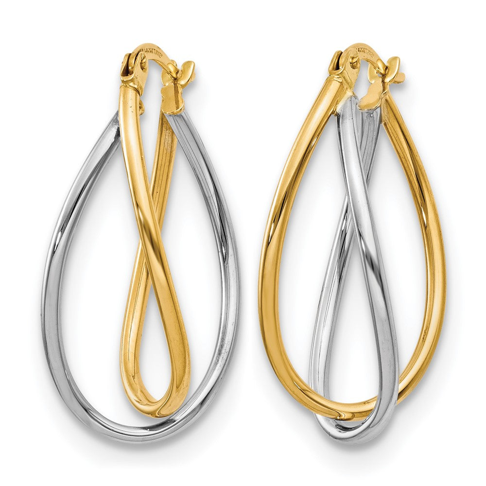 14K Bicolor Poliert Fantasie Ohrringe