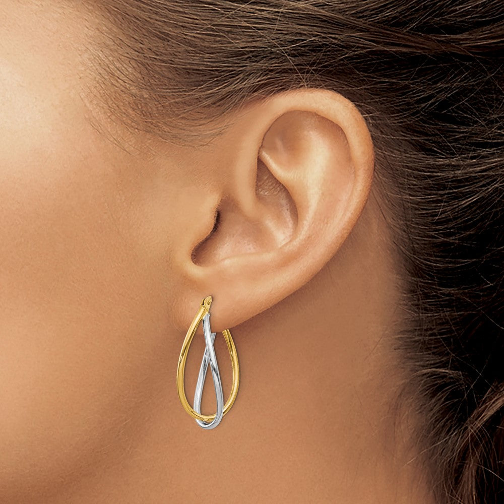 14K Bicolor Poliert Fantasie Ohrringe
