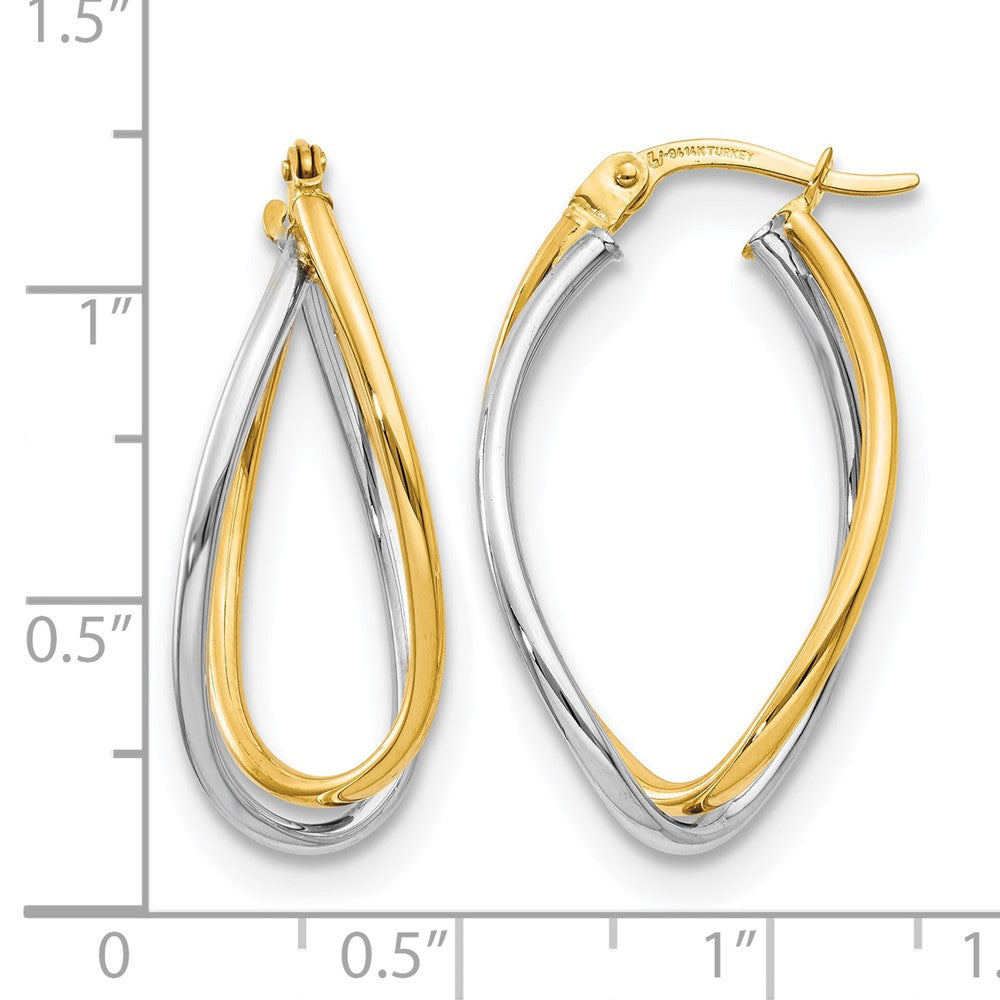 14K Bicolor Poliert Fantasie Ohrringe