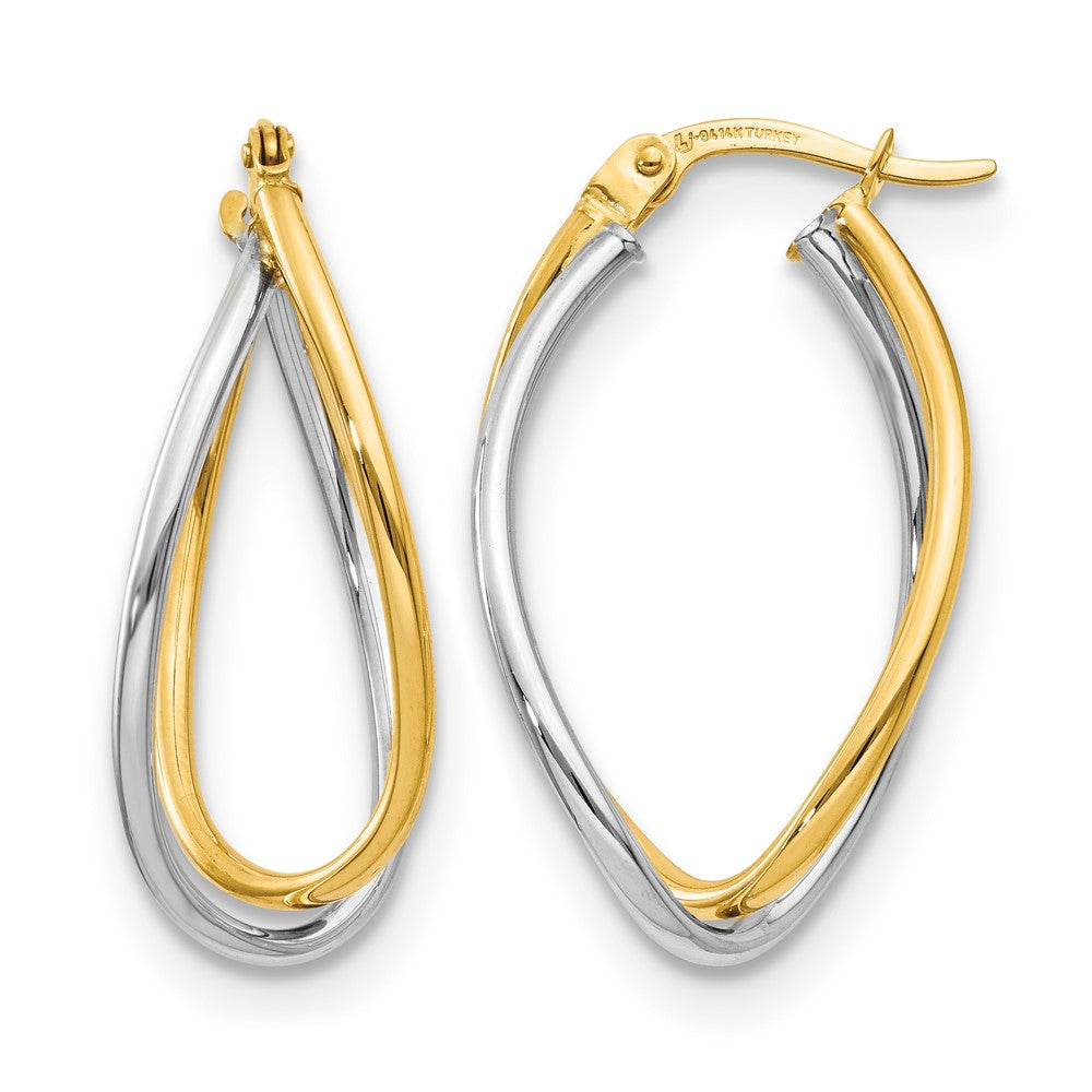 14K Bicolor Poliert Fantasie Ohrringe