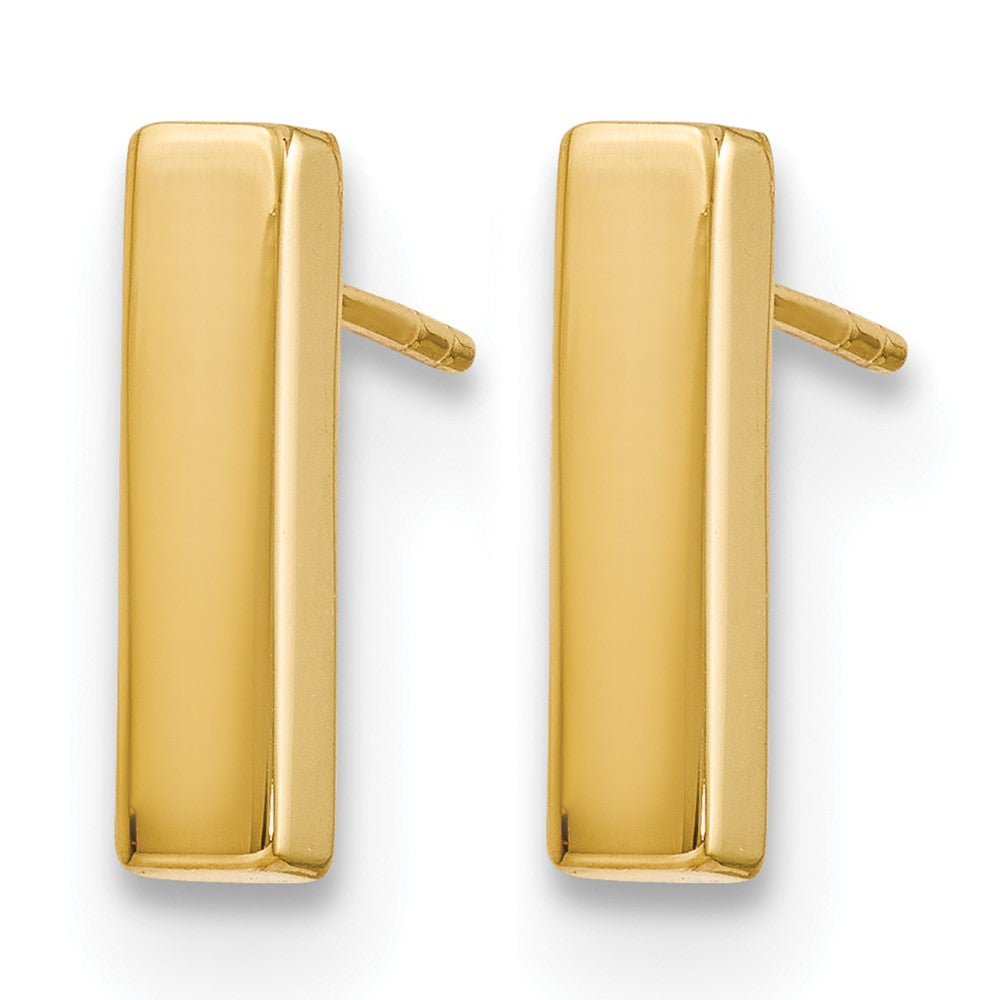 14K Gelbgold Poliert Stecker Stab Ohrringe