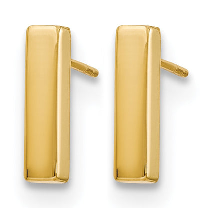 14K Gelbgold Poliert Stecker Stab Ohrringe