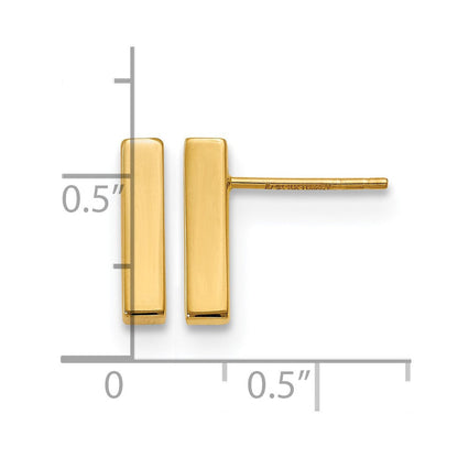 14K Gelbgold Poliert Stecker Stab Ohrringe