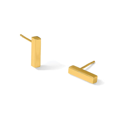 14K Gelbgold Poliert Stecker Stab Ohrringe
