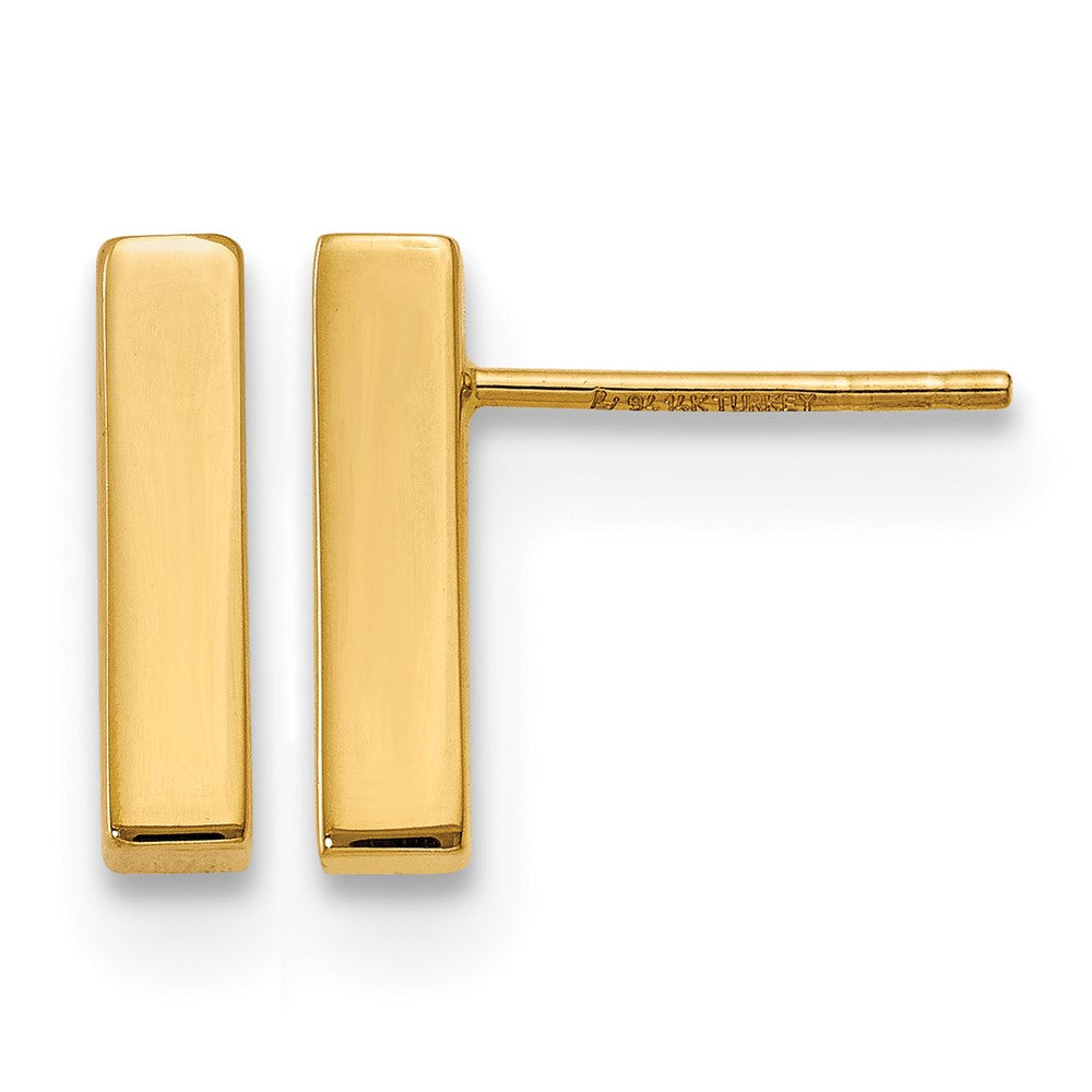 14K Gelbgold Poliert Stecker Stab Ohrringe