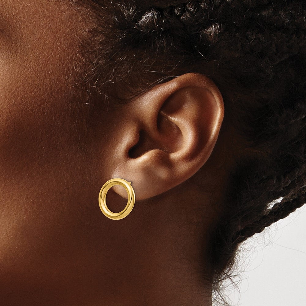 14K Gelbgold Poliert Kreis Ohrstecker
