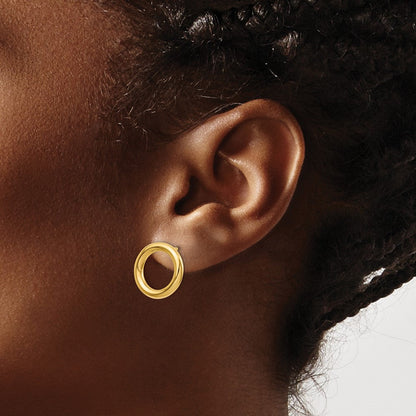 14K Gelbgold Poliert Kreis Ohrstecker