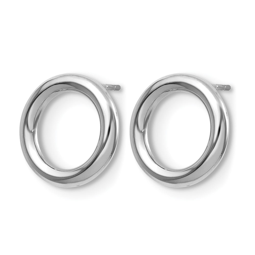 14K Weißgold Poliert Kreis Ohrstecker