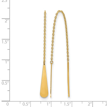 14K Gelbgold Poliert Tear Tropfen Durchzieher-Ohrringe