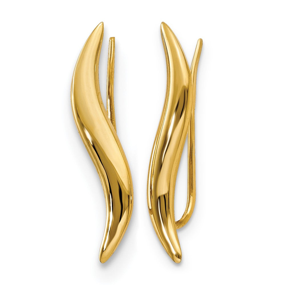14K Gelbgold Poliert Ohr Climber Ohrringe