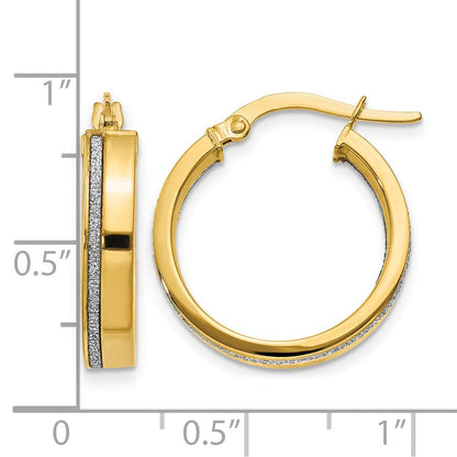 14K Gelbgold Poliert Glimmer Infused Creolen