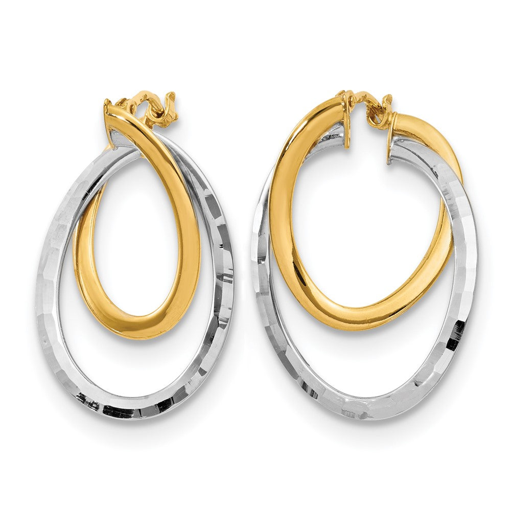 14K Gelb & Rhodium mit Weiß Poliert Fantasie Creolen