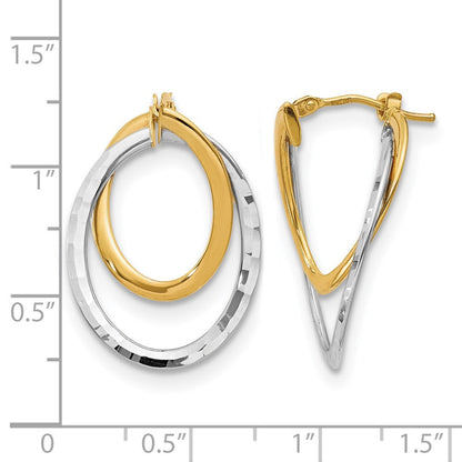 14K Gelb & Rhodium mit Weiß Poliert Fantasie Creolen