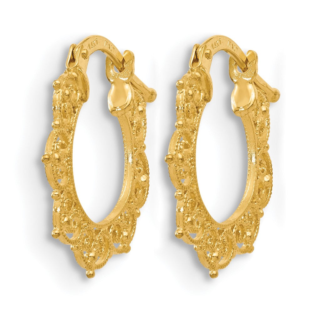 14K Gelbgold Poliert Fantasie Muster Creolen