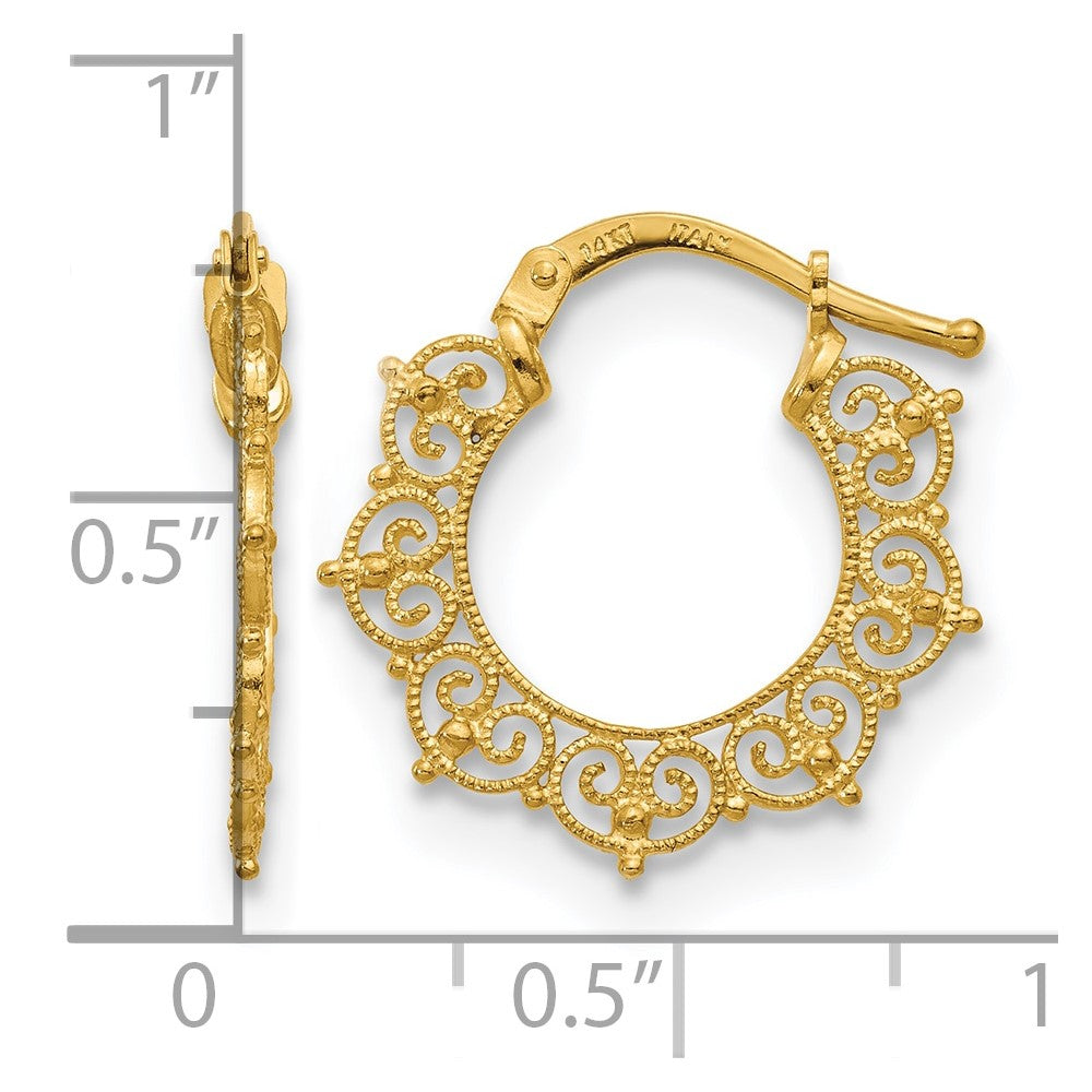 14K Gelbgold Poliert Fantasie Muster Creolen